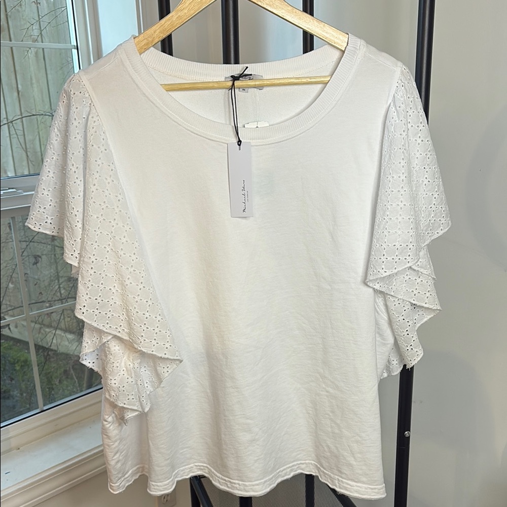 Michael Stars White Flutter Sleeve T-Shirt